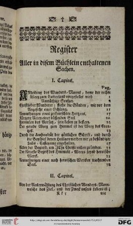 Register aller in disem Buechlein enthaltenen Sachen