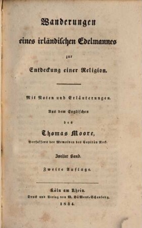 Wanderungen eines irländischen Edelmannes zur Entdeckung einer Religion : Mit Noten und Erläuterungen, 2