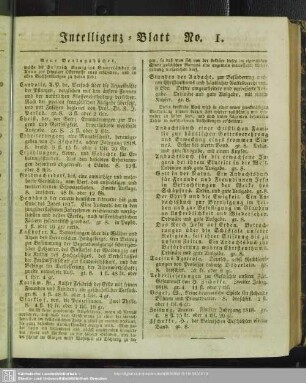 Intelligenz-Blatt No. 1