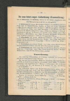 Die neue österr.-ungar. Goldwährung (Kronenwährung)