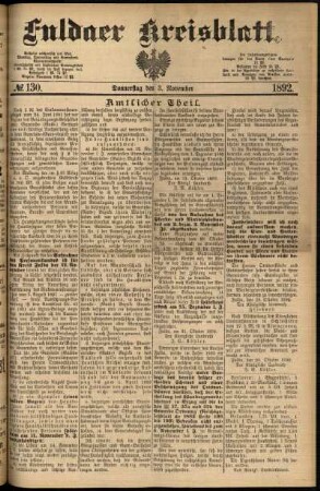 Ausgabe vom Donnerstag, den 03. November 1892.
