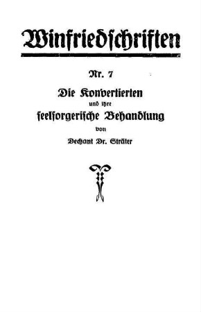 Die Konvertierten und ihre seelsorgerliche Behandlung