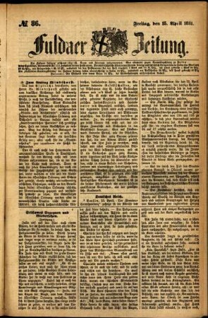 Ausgabe vom Freitag, den 15. April 1881.