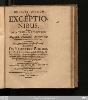 Dodecas Thesium De Exceptionibus