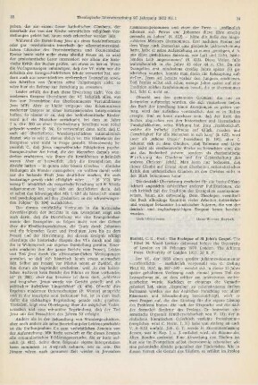 34-35 [Rezension] Barrett, Charles K., The prologue of St John's Gospel