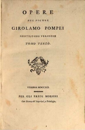Opere Del Signor Girolamo Pompei Gentiluomo Veronese, 3