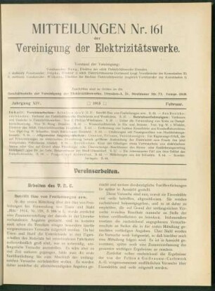 Mitteilung Nr. 161. Jg. 14, Februar 1915