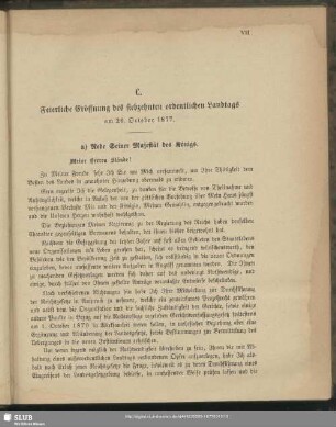 C. Feierliche Eröffnung des siebzehnten ordentlichen Landtags am 26. October 1877
