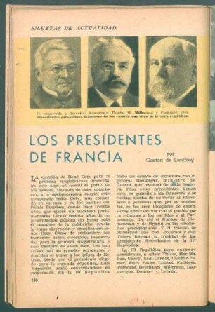 Los presidentes de Francia : Siluetas de actualidad