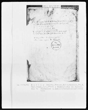 Berengaudus in Apocalypsin — ---, Folio 1 versoInhaltsverzeichnis