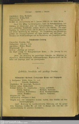 C. Politische, berufliche und gesellige Vereine