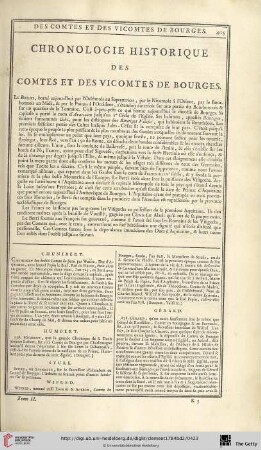 Chronologie historique des comtes et des vicomtes de Bourges