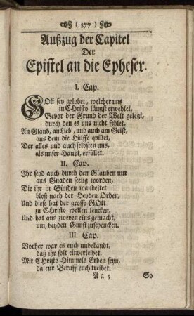 Außzug der Capitel Der Epistel an die Epheser
