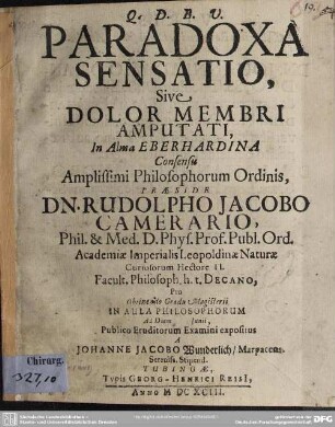 Paradoxa sensatio sive dolor membri amputati
