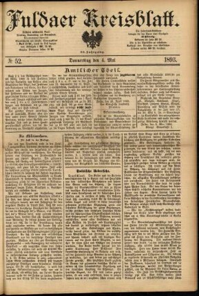 Erste Ausgabe vom Donnerstag, den 04. Mai 1893.
