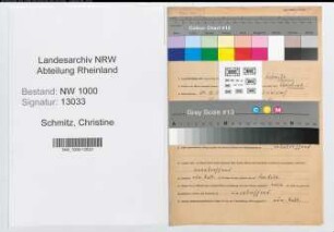 Entnazifizierung Christine Schmitz, geb. 24.12.1908 (Postsekretaerin)