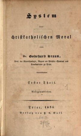 System der christkatholischen Moral, 1. Religionslehre