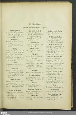 3. Abtheilung. Berufsklassen und Gewerbebetriebe : 3. Abtheilung. Handels- und Gewerbestand in Kappel