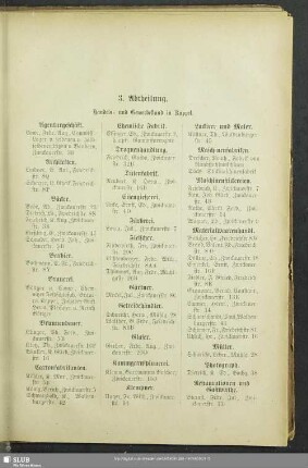 3. Abtheilung. Berufsklassen und Gewerbebetriebe : 3. Abtheilung. Handels- und Gewerbestand in Kappel