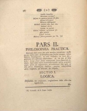 Pars II. Philosophia practica.