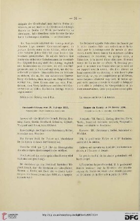Vorstands-Sitzung vom 19. Februar 1896 / Séance du Comité du 19 février 1896