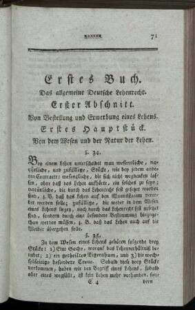 Erstes Hauptstück. - Zweytes Hauptstück.