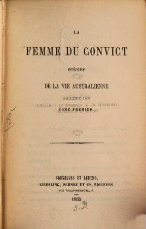 La Femme du conviet : Scènes de la vie Australienne, 1