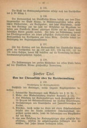 Fünfter Titel. Von der Oberaufsicht über die Kreisverwaltung