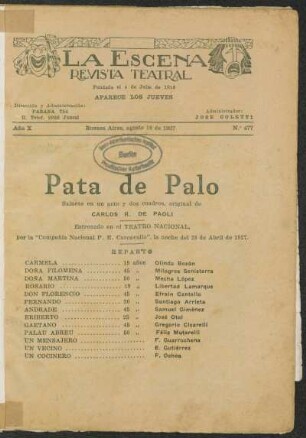 Pata de palo : sainete en un acto y dos cuadros