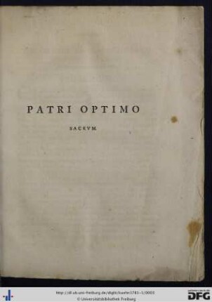 Patri Optimo Sacrum.