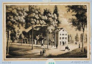 Das Sommertheater des Linckeschen Bades (1776 gegründet, 1858 für Ausflugsgasthof abgerissen), zwischen Bautzner Straße und der Mündung der Prießnitz in Dresden