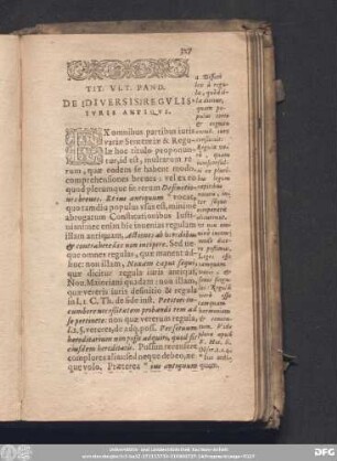 Tit. Ult. Pand. De Diversis Regulis Iuris Antiqui.