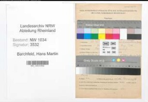 Entnazifizierung Hans Martin Barchfeld , geb. 25.12.1909 (Oberstabsintendent)