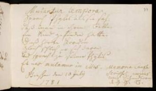 Schmidtborn, Johann Ludwig Gottfried Julius [Theologiestudent aus Altenkirchen]. Gießen, 10.07.1781.