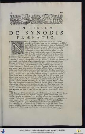 In Librum De Synodis Praefatio.
