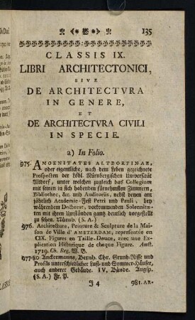 135-164, Classis IX. Libri Architectonici, ...