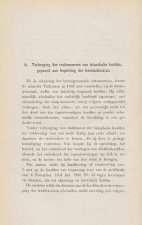 A. Verhooging der traktementen van inlandsche hoofden, gepaard aan beperking der heerendiensten