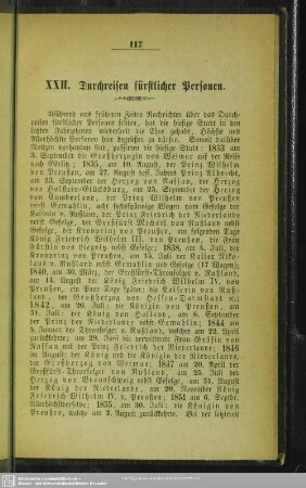 XXII. Durchreisen fürstlicher Personen