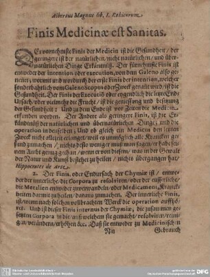 Finis Medicinae est Sanitas.