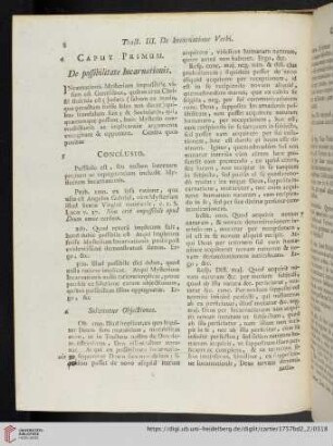 Caput Primum. De possibilitate incarnationis