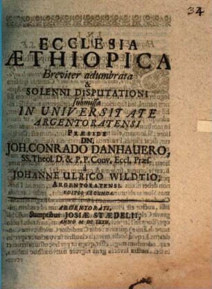 Ecclesia Æthiopica Breviter adumbrata