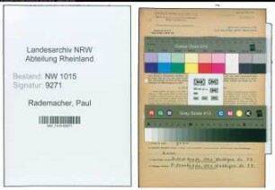 Entnazifizierung Paul Rademacher , geb. 10.08.1897 (Werkmeister)