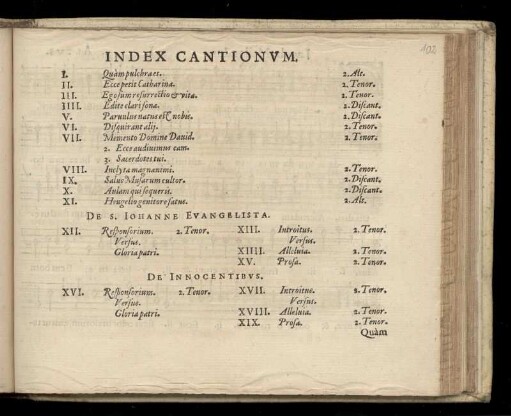 Index cantionum