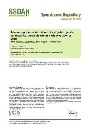 Measuring the social value of local public goods: an Empirical Analysis within Paris Metropolitan Area