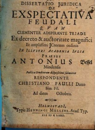 Diss. iur. de exspectativa feudali