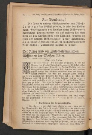 Der Krieg und die zentralafrikanischen Missionen der Weißen Väter
