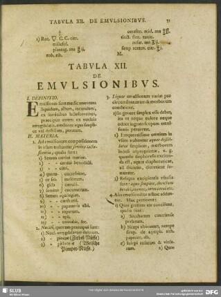 Tabula XII. De Emulsionibus