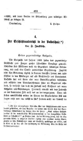 Der Geschichtsunterricht in der Volksschule