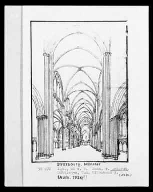 Straßburg, Ansicht des Langhauses von Westen, Chor und Lettner