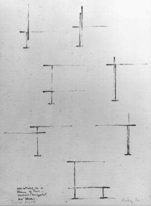 Variationen zum Motiv zweier vertikal-horizontaler Nadeln von 24 Inch Länge